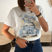 T-SHIRT BLANC COCCINELLE BLEU