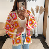 GILET CROCHET ORANGE ET ROSE LIOR