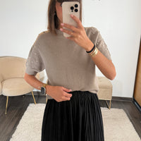 PULL TAUPE STRASS