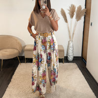 PANTALON FLOWER + CEINTURE ROSE DANY