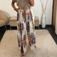PANTALON FLOWER + CEINTURE ROSE DANY