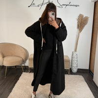 MANTEAU CAPUCHE NOIR VICTOR