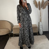 ROBE LONGUE NOIRE ET GRISE LENA