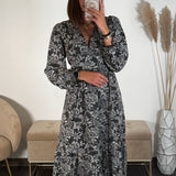 ROBE LONGUE NOIRE ET GRISE LENA