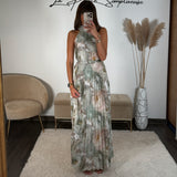 ROBE FLEURIE VERT DAHLIA