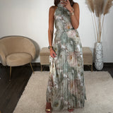 ROBE FLEURIE VERT DAHLIA