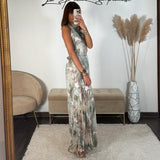 ROBE FLEURIE VERT DAHLIA