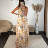 ROBE FLEURIE BEIGE DAHLIA