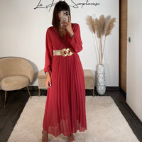 ROBE LONGUE VIEUX ROSE/TERRACOTTA ELODIE