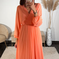 ROBE LONGUE PECHE/ORANGE ELODIE