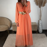 ROBE LONGUE PECHE/ORANGE ELODIE