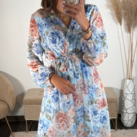 ROBE FLEURIE BLEU HORTENSE