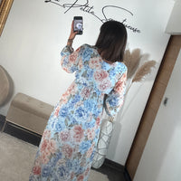 ROBE FLEURIE BLEU HORTENSE
