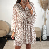 ROBE COURTE BEIGE FLEURIE SOLENE