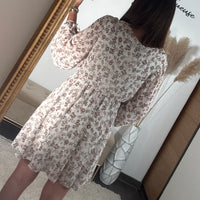 ROBE COURTE BEIGE FLEURIE SOLENE