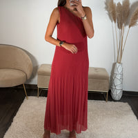 ROBE ASYMETRIQUE VIEUX ROSE/TERRACOTTA VALERIA