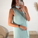 ROBE ASYMETRIQUE VERT D'EAU VALERIA