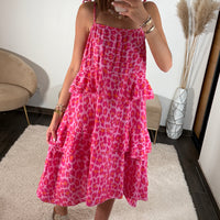 ROBE COURTE GAZE DE COTON LEOPARD PINK EMA