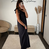 ROBE LONGUE BLEU MARINE SOLINE