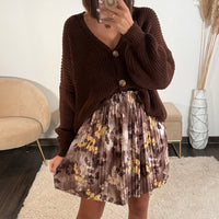 JUPE FLEURIE CHOCO ET JAUNE EMY