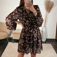 ROBE MARRON ET BEIGE SYLVIA