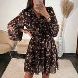 ROBE MARRON ET BEIGE SYLVIA
