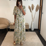 ROBE BLANCHE FLEURIE VERT ALMA