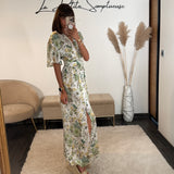 ROBE BLANCHE FLEURIE VERT ALMA