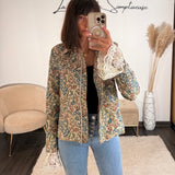 VESTE FLEURIE BLEU AGATHE