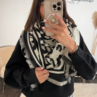 ECHARPE LEOPARD BLACK HEART
