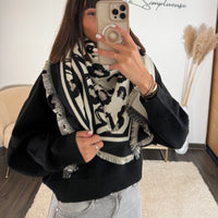 ECHARPE LEOPARD BLACK HEART