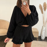 ENSEMBLE GAZE DE COTON NOIR TELIO