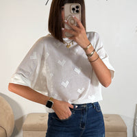 PULL COEUR NID D'ABEILLE BLANC MAYA