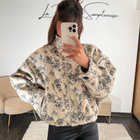 VESTE FLEURIE ECRUE/NOIRE ROBIE