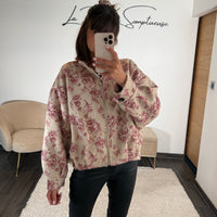 VESTE FLEURIE ECRUE/ROUGE ROBIE