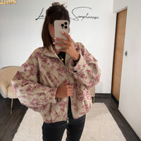 VESTE FLEURIE ECRUE/ROUGE ROBIE