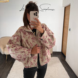 VESTE FLEURIE ECRUE/ROUGE ROBIE