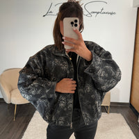 VESTE FLEURIE NOIRE ROBIE
