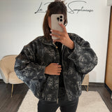 VESTE FLEURIE NOIRE ROBIE