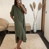 ROBE GAZE DE COTON KAKI JULIE