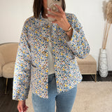 VESTE MATELASSEE BLEU FLOWERS