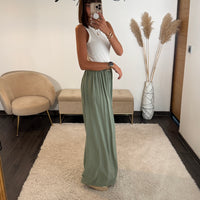 PANTALON FLUIDE VERT MAZA