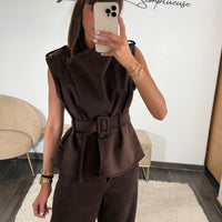 ENSEMBLE SUEDINE CHOCO LENY