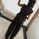 ENSEMBLE SUEDINE CHOCO LENY