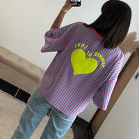 T-SHIRT RAYE VIOLET COEUR JAUNE