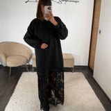 ROBE PULL DENTELLE NOIR SANDY