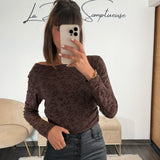 TOP FLEURIE CHOCO CLASSY