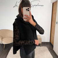 PULL SANS MANCHE À CAPUCHE NOIR