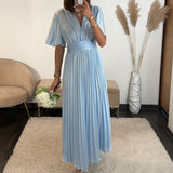 ROBE SATIN BLEU CIEL ALBA
