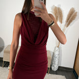 ROBE COL DENTELLE BORDEAUX SHANON